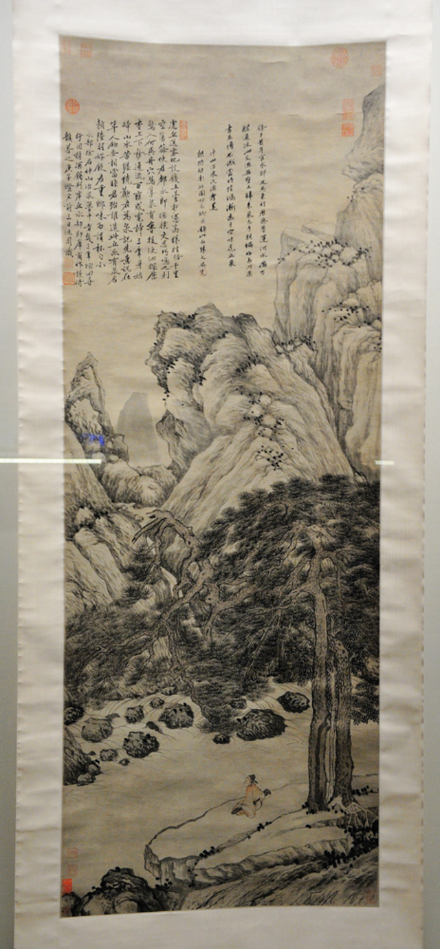 现在我们再来看一下他的画作:   117   明 沈周 虎丘送客图   zt