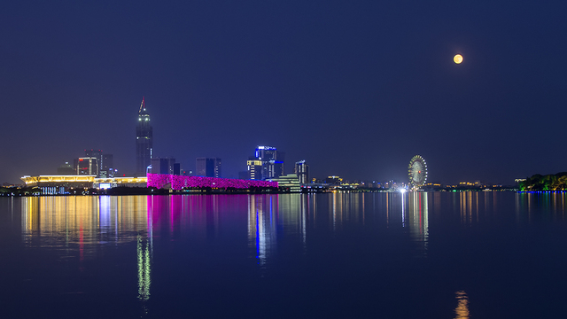 太湖一叟作品：月夜金鸡湖
