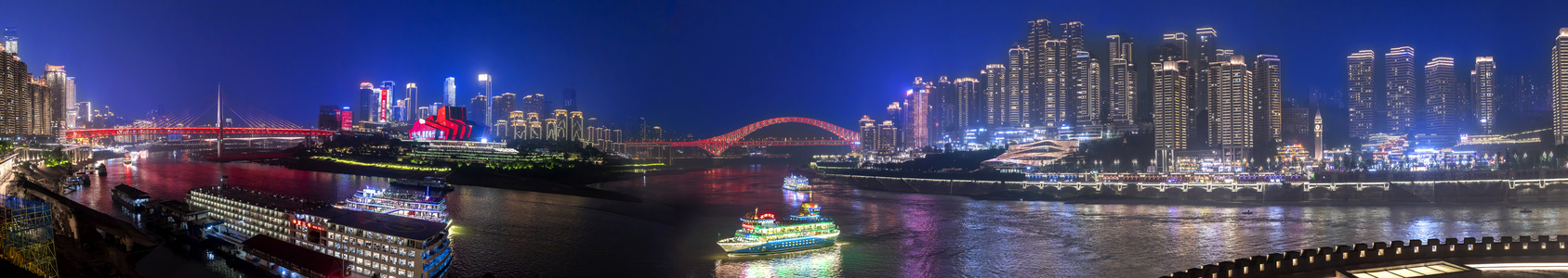 江边鸟作品：重庆两江口夜景全景图24张接片