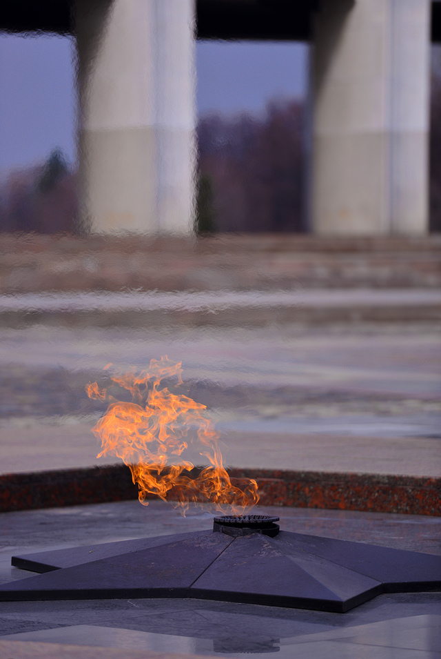 莫斯科胜利广场   为纪念无名英雄而点燃的长明火,熊熊不息.